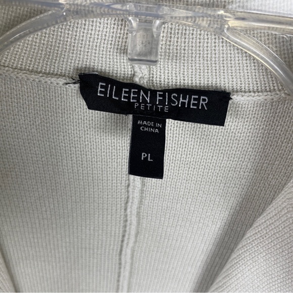 Eileen Fisher Open Cardigan Petite Large PL Silk Blend Ivory - Picture 8 of 10